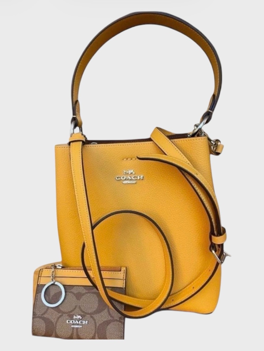 Coach K2111-1011 Small Town Bucket Pebble Leather & Mini ID Holder